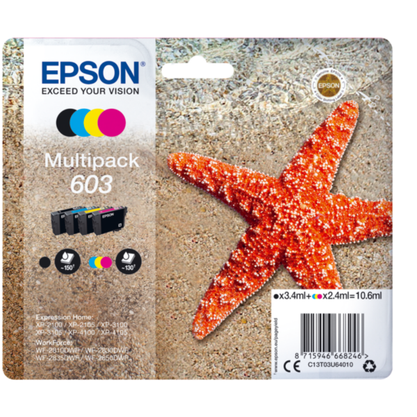 Epson 603 / C13T03U64010 Druckerpatronen Multipack (BK