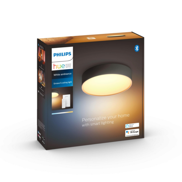 Philips Hue White Amb. Enrave Deckenleuchte S schwarz 1200lm inkl. Dimmschalter