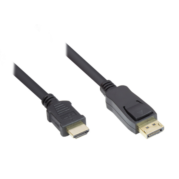 Good Connections Anschlusskabel 3m Displayport zu HDMI 24K vergoldet schwarz