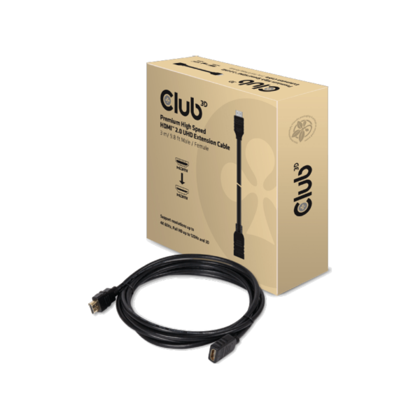 Club 3D HDMI 2.0 Kabel 3m Premium High Speed UHD 4K60Hz St./Bu. schwarz CAC-1321