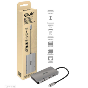 Club 3D USB Gen1 Typ-C 8-in-1 Hub mit 2x HDMI