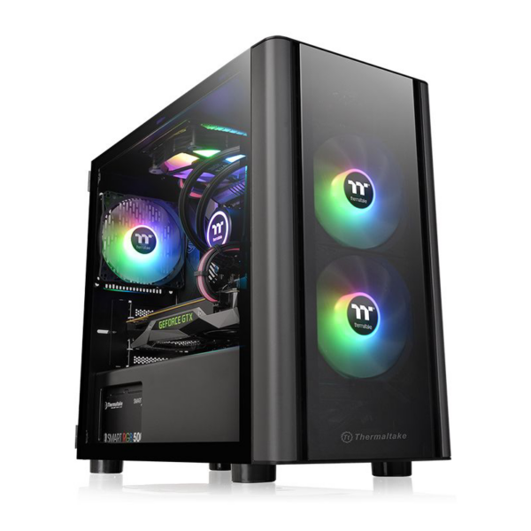 Thermaltake V150 TG Midi-Tower ATX Gehäuse schwarz Sichtfenster RGB Beleuchtung