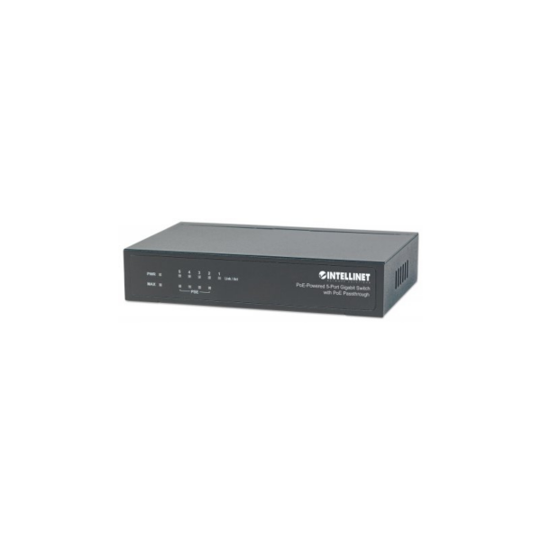 Intellinet 5-Port PoE+ Gigabit Switch mit PoE Passthrough 26W