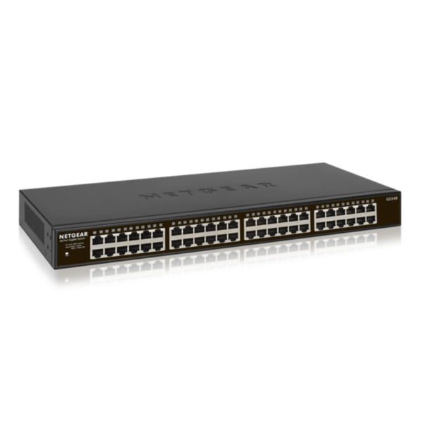 Netgear GS348 48x Gigabit Switch 10/100/1000MBit Metallgehäuse Befestigungskit