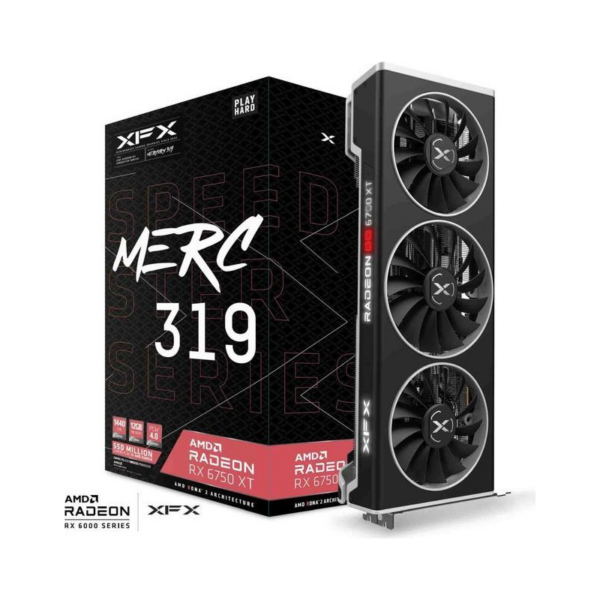 XFX AMD Radeon RX 6750 XT MERC319 Black Gaming Grafikkarte 12GB GDDR6 3xDP/HDMI