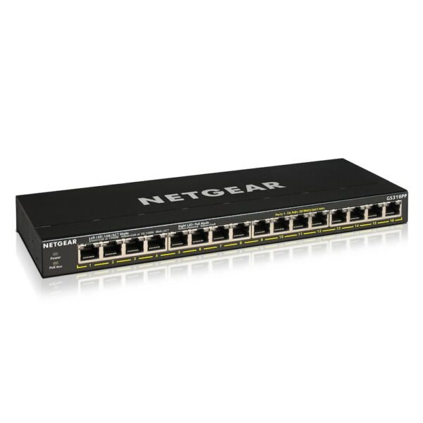 Netgear GS316PP 16x Gigabit Switch 10/100/1000MBit Metallgehäuse Befestigungskit