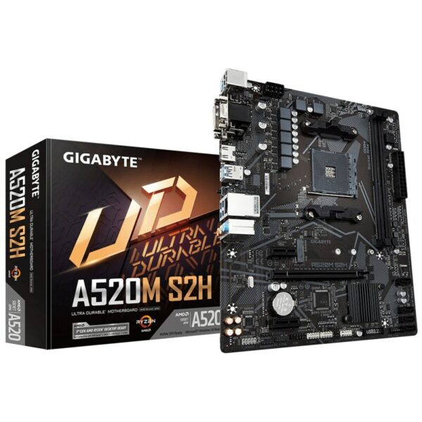 Gigabyte A520M S2H mATX Mainboard Sockel AM4 VGA/HDMI/DVI/D-Sub/M.2/SATA