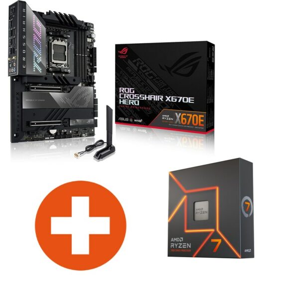 ASUS ROG CROSSHAIR X670E HERO ATX Mainboard + AMD Ryzen 7 7700X CPU