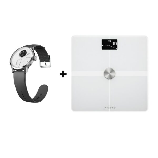 Withings ScanWatch 42 mm white & Body + Körperwaage weiß